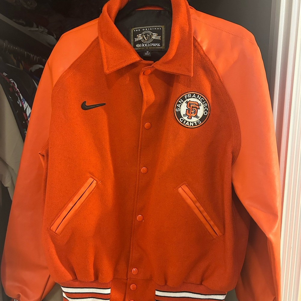 Nike San Francisco Giants Orange leather Jacket